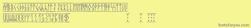 フォントRunic – 黄色の背景に灰色の文字