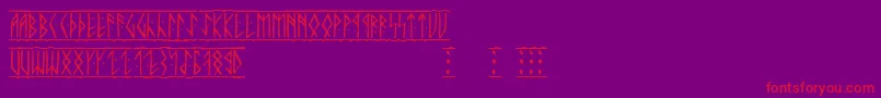 Runic-Schriftart – Rote Schriften auf violettem Hintergrund