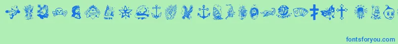 TattooViejaEscuela2 Font – Blue Fonts on Green Background