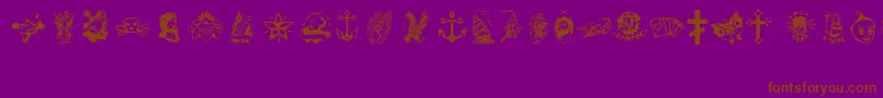 TattooViejaEscuela2 Font – Brown Fonts on Purple Background