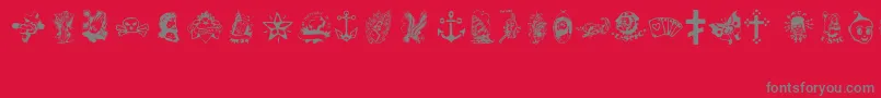 Czcionka TattooViejaEscuela2 – szare czcionki na czerwonym tle