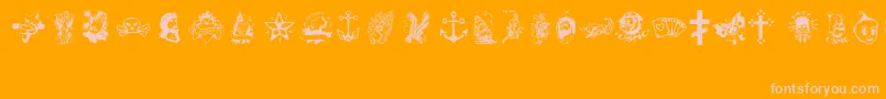 TattooViejaEscuela2-Schriftart – Rosa Schriften auf orangefarbenem Hintergrund
