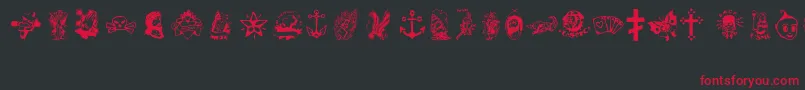 フォントTattooViejaEscuela2 – 黒い背景に赤い文字