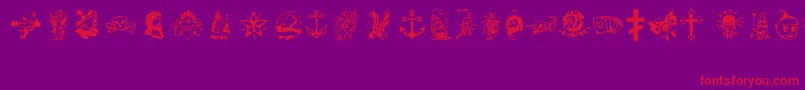 TattooViejaEscuela2 Font – Red Fonts on Purple Background