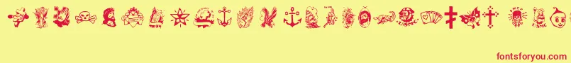 TattooViejaEscuela2 Font – Red Fonts on Yellow Background