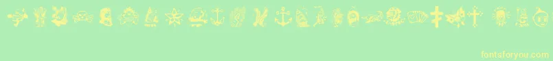 TattooViejaEscuela2-Schriftart – Gelbe Schriften auf grünem Hintergrund