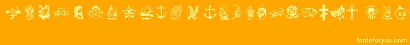 TattooViejaEscuela2 Font – Yellow Fonts on Orange Background