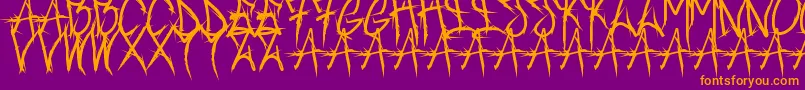 Brushofanarchyoutline-fontti – oranssit fontit violetilla taustalla