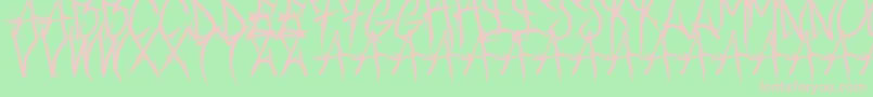Brushofanarchyoutline-fontti – vaaleanpunaiset fontit vihreällä taustalla