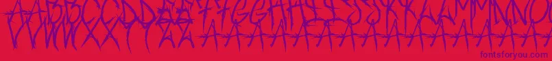 Brushofanarchyoutline-Schriftart – Violette Schriften auf rotem Hintergrund