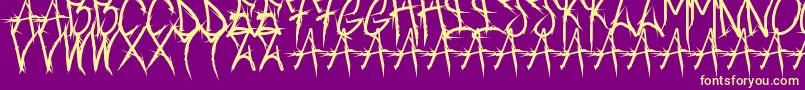 Brushofanarchyoutline-fontti – keltaiset fontit violetilla taustalla