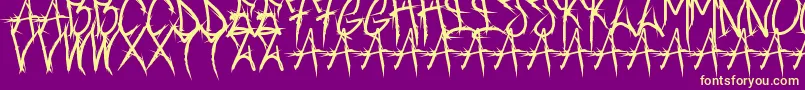 Fonte Brushofanarchyoutline – fontes amarelas em um fundo roxo