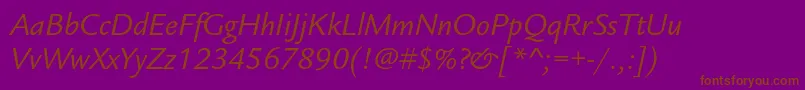 Шрифт LegacysansstdBookitalic – коричневые шрифты на фиолетовом фоне