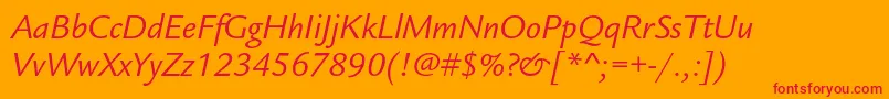 LegacysansstdBookitalic Font – Red Fonts on Orange Background