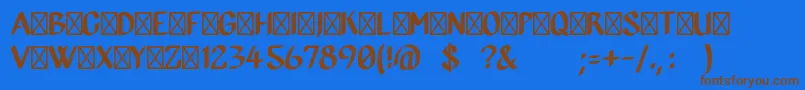 フォントJeffRegular – 茶色の文字が青い背景にあります。