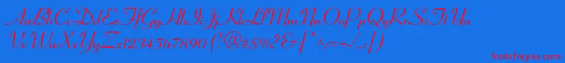 CoronetltstdBold-Schriftart – Rote Schriften auf blauem Hintergrund