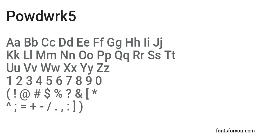 Schriftart Powdwrk5 – Alphabet, Zahlen, spezielle Symbole
