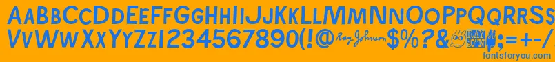 Rayjohns-Schriftart – Blaue Schriften auf orangefarbenem Hintergrund