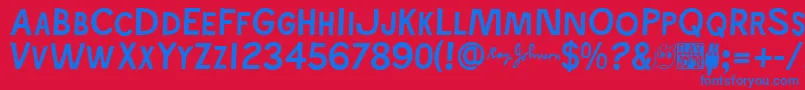 Rayjohns Font – Blue Fonts on Red Background