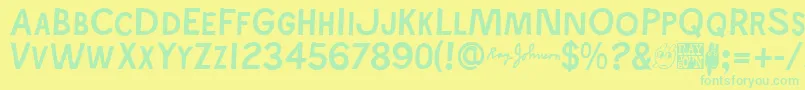 フォントRayjohns – 黄色い背景に緑の文字