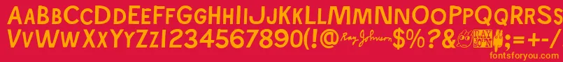 フォントRayjohns – 赤い背景にオレンジの文字