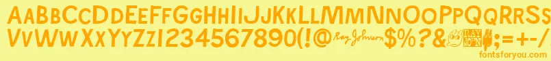 More about Rayjohns Font Rayjohns Font – Orange Fonts on Yellow Background
