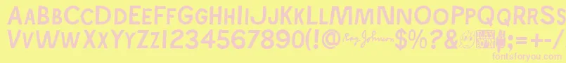 Rayjohns-fontti – vaaleanpunaiset fontit keltaisella taustalla