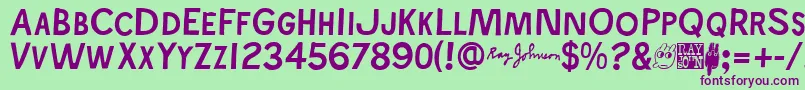 Rayjohns Font – Purple Fonts on Green Background