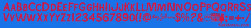 Rayjohns Font – Red Fonts on Blue Background