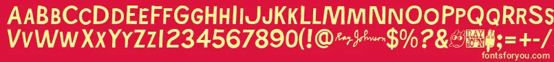 Rayjohns Font – Yellow Fonts on Red Background