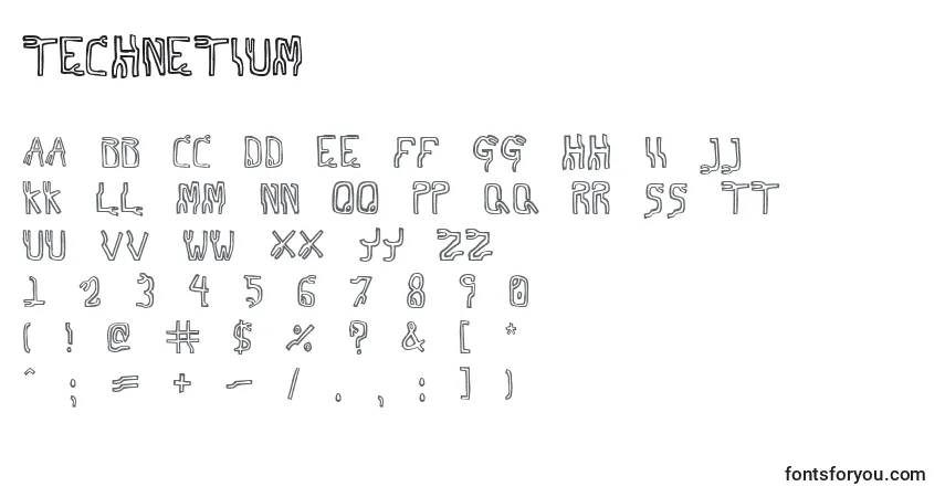 Czcionka Technetium – alfabet, cyfry, specjalne znaki