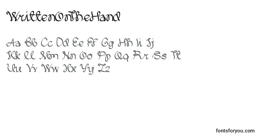 Fuente WrittenOnTheHand - alfabeto, números, caracteres especiales