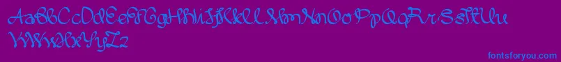 WrittenOnTheHand Font – Blue Fonts on Purple Background