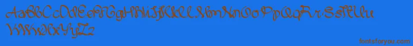 WrittenOnTheHand Font – Brown Fonts on Blue Background