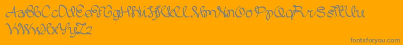 WrittenOnTheHand-Schriftart – Graue Schriften auf orangefarbenem Hintergrund