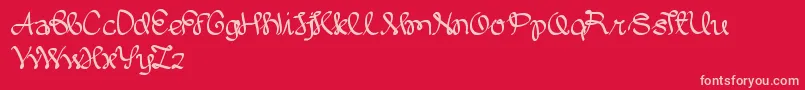 WrittenOnTheHand-fontti – vaaleanpunaiset fontit punaisella taustalla