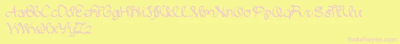 WrittenOnTheHand Font – Pink Fonts on Yellow Background