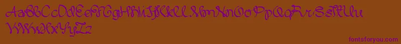 WrittenOnTheHand-Schriftart – Violette Schriften auf braunem Hintergrund