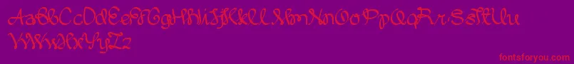 WrittenOnTheHand-Schriftart – Rote Schriften auf violettem Hintergrund