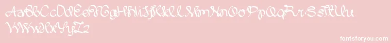 WrittenOnTheHand-Schriftart – Weiße Schriften auf rosa Hintergrund