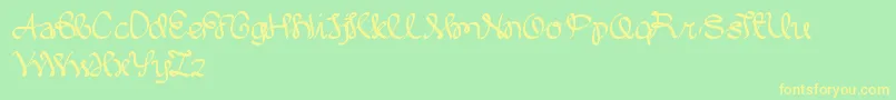 WrittenOnTheHand Font – Yellow Fonts on Green Background
