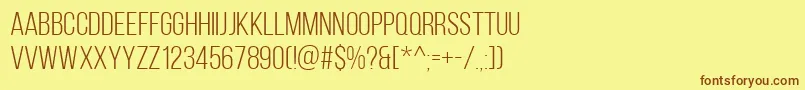 フォントBebasNeueBook – 茶色の文字が黄色の背景にあります。