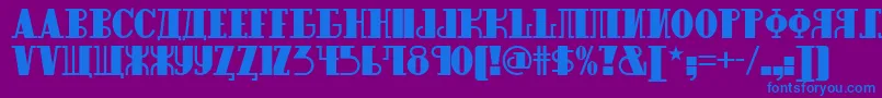 フォントRaskalnikov – 紫色の背景に青い文字