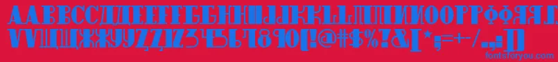 Raskalnikov-fontti – siniset fontit punaisella taustalla