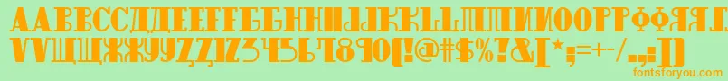 Raskalnikov-Schriftart – Orangefarbene Schriften auf grünem Hintergrund