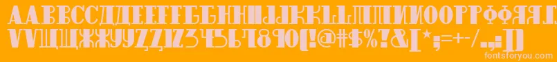Fonte Raskalnikov – fontes rosa em um fundo laranja