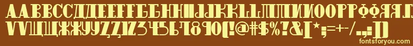 Raskalnikov-Schriftart – Gelbe Schriften auf braunem Hintergrund