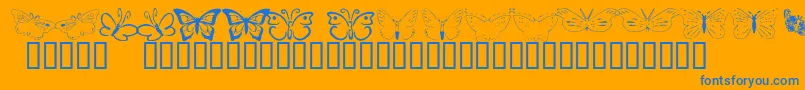 Butterflyheaven-Schriftart – Blaue Schriften auf orangefarbenem Hintergrund