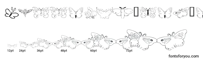 Größen der Schriftart Butterflyheaven