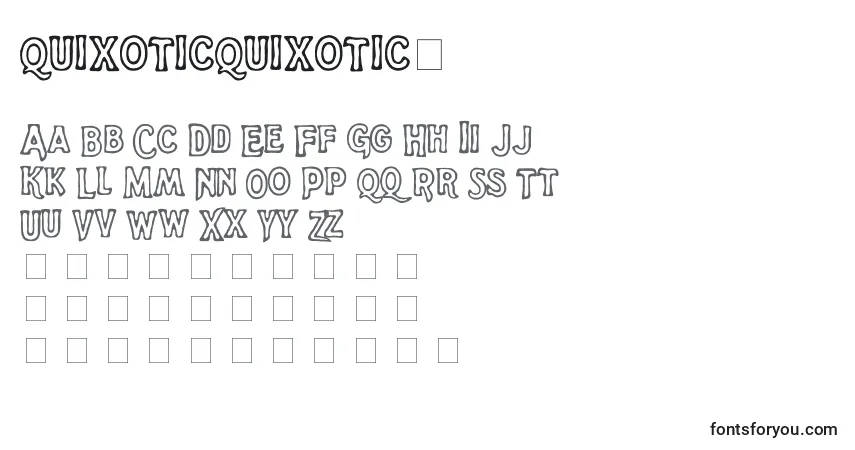 Czcionka QuixoticQuixotic2 – alfabet, cyfry, specjalne znaki